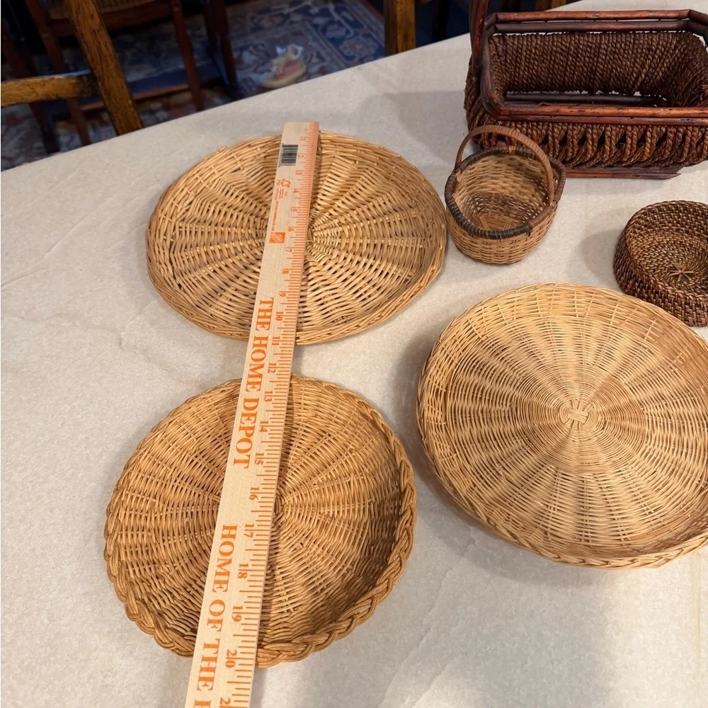Vintage Handcrafted Wicker Bohemian rustic decor bundle